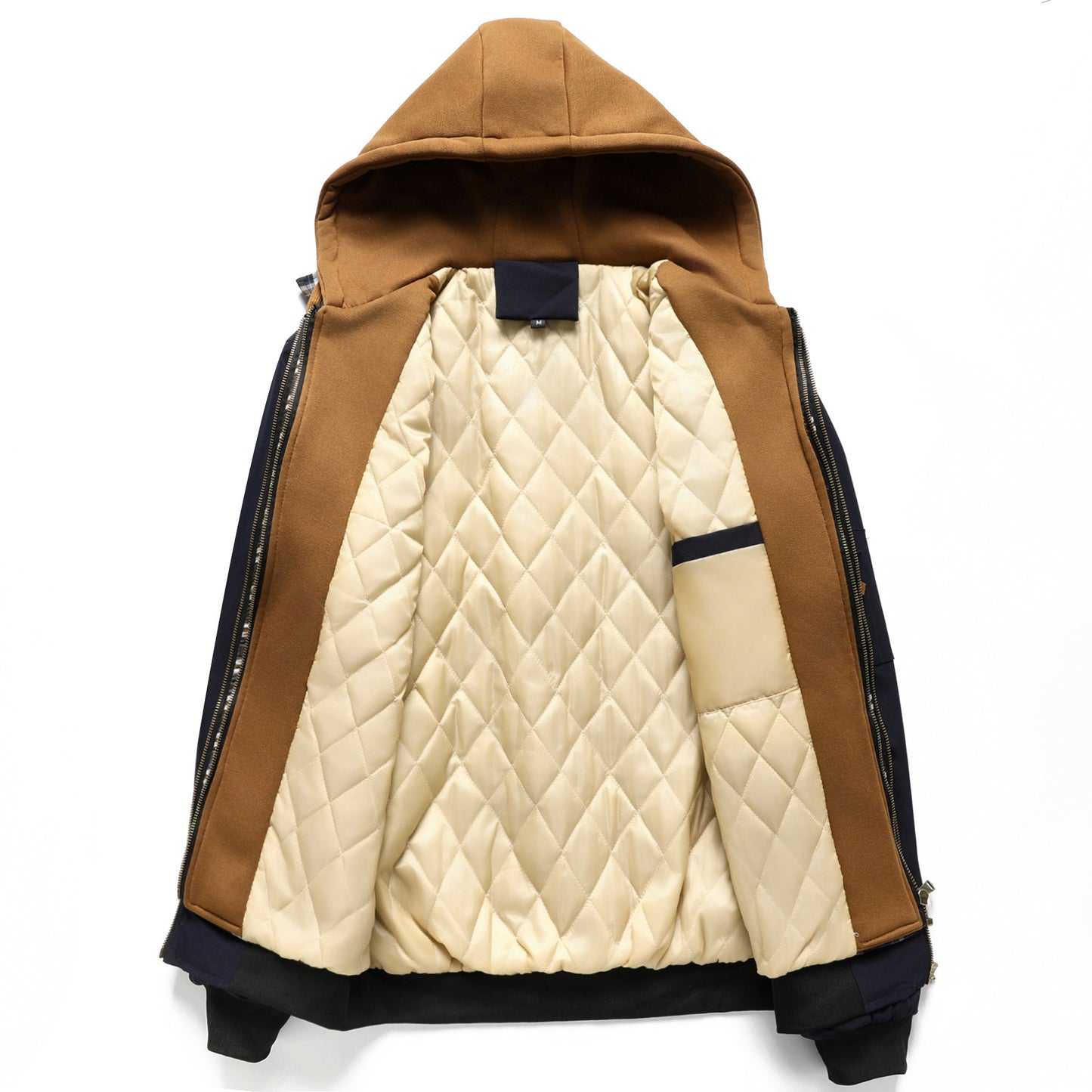 Jacket Outerwear Quilted Cotton Hoodie With Faux Two-Piece Design