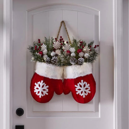 Christmas Glove-Shaped Floral Garland Door Decoration