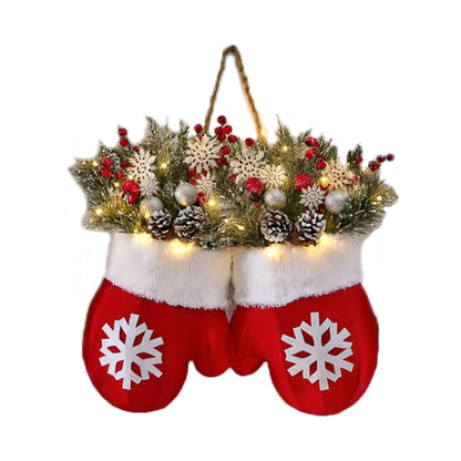 Christmas Glove-Shaped Floral Garland Door Decoration