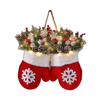 Christmas Glove-Shaped Floral Garland Door Decoration